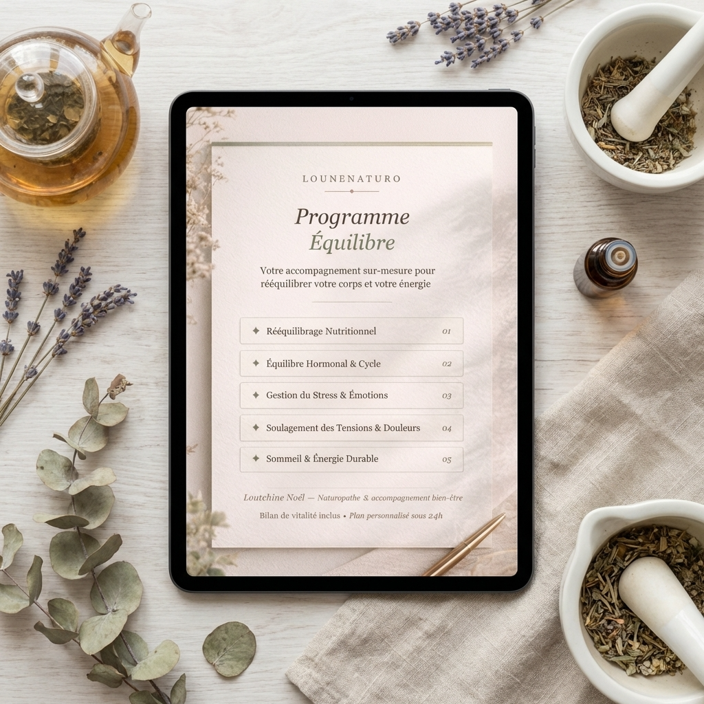Aperçu du Programme Équilibre LouneNaturo sur tablette